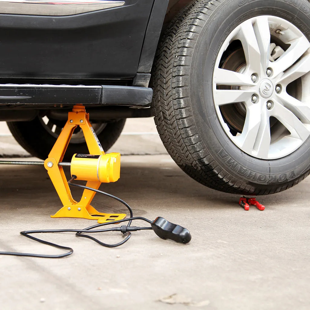 Electric hydraulic jack kit with 2 tonne capacity and 120-350mm height adjustment range