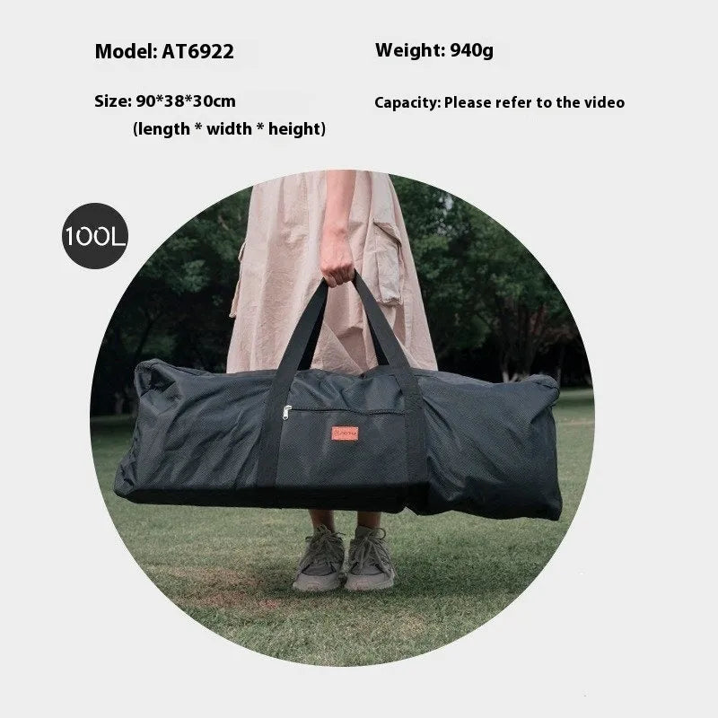 Green waterproof storage bag for camping tables and chairs with carrying handles