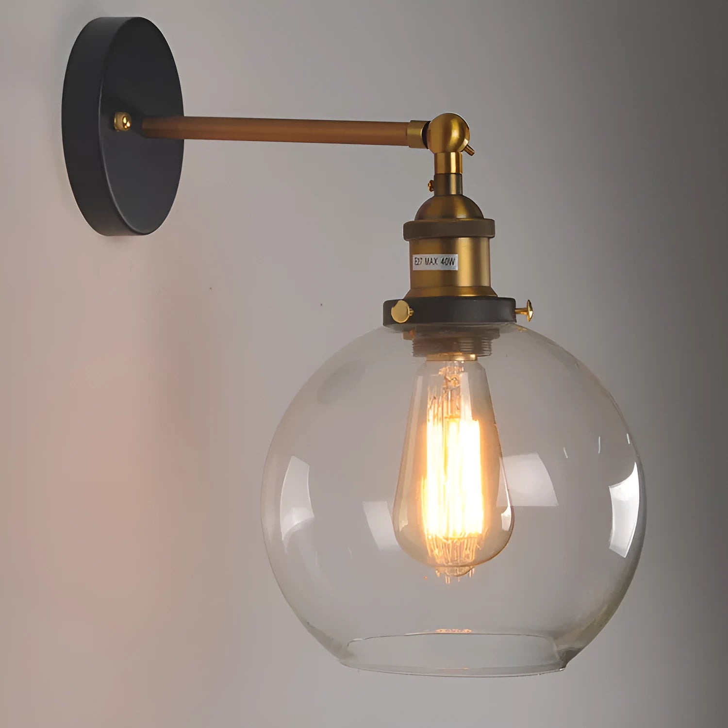 20cm spherical glass wall lamp with retro design for cafe or restaurant lighting
