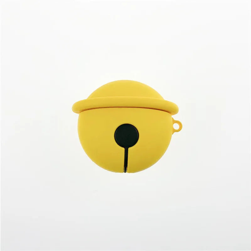 Bright yellow silicone case with bell charm for AirPods 1st and 2nd generation