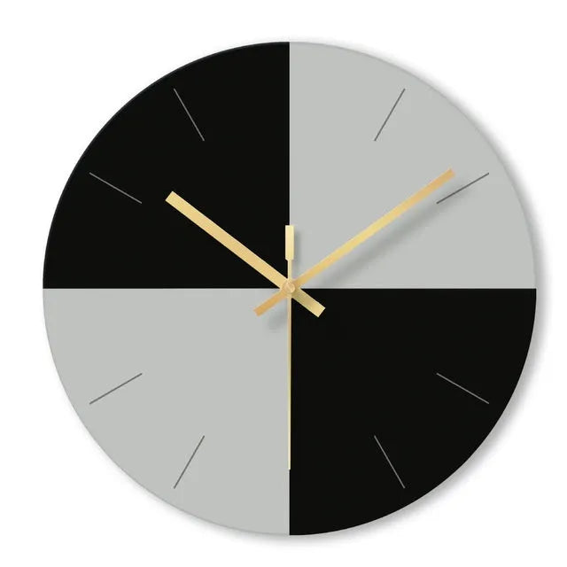 Minimalist transparent tempered glass wall clock with large 29.5 cm diameter face on a white wall.