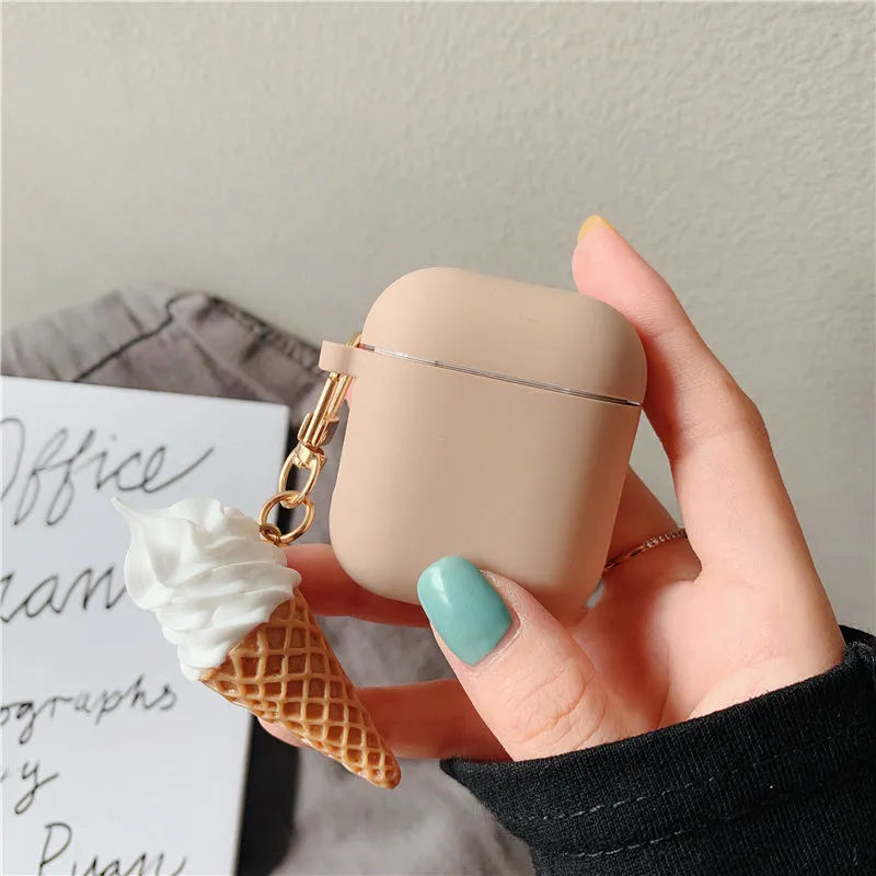Cylinder ice cream design silicone AirPods 2 case protector set in photo colour