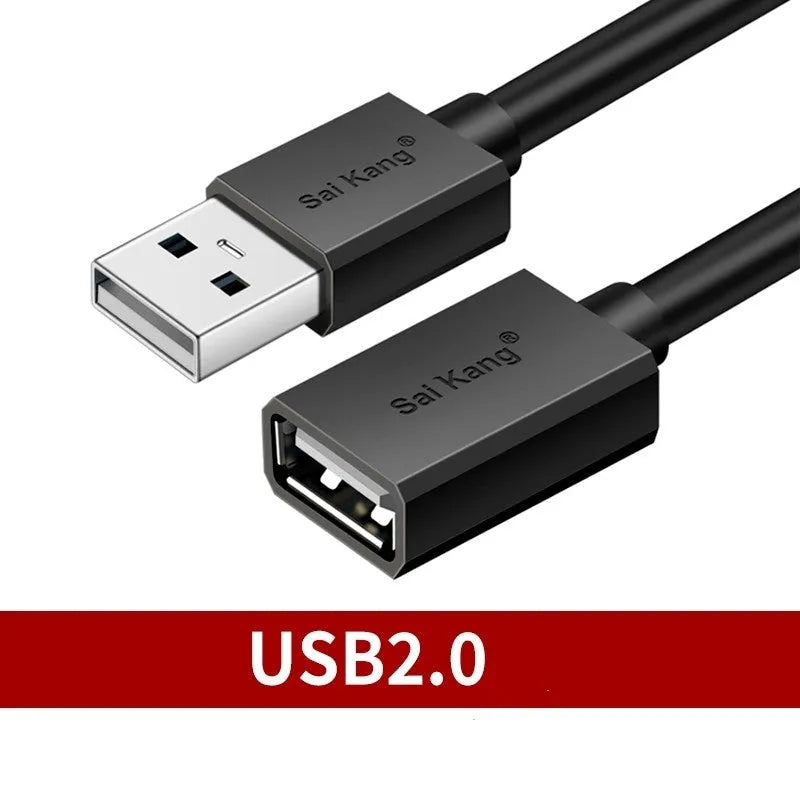 USB 3.0 and 2.0 male to female extension cable with black PVC insulation in various length options