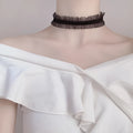 Velvet ruffled flower pendant alloy necklace on snake bones chain in light coffee colour