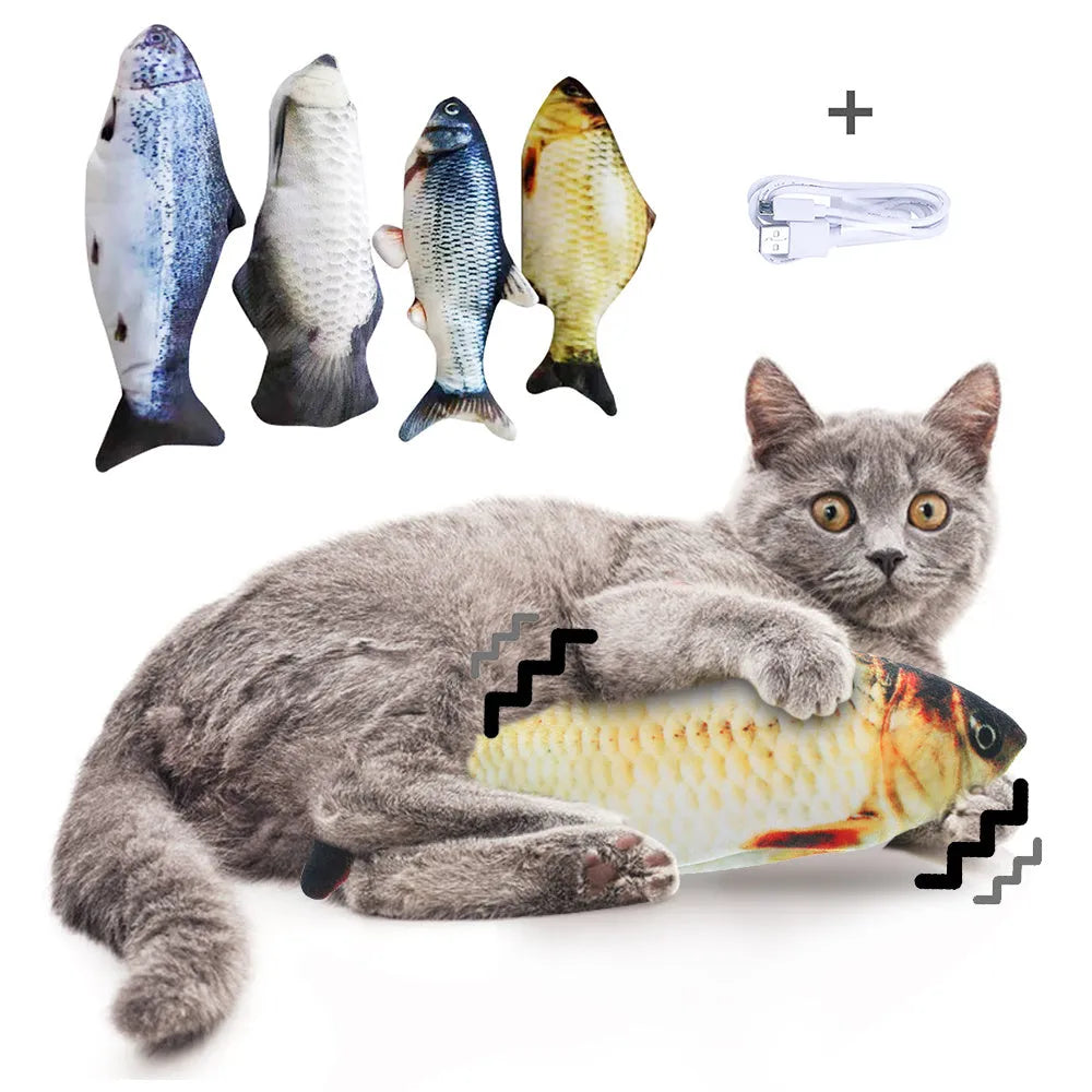 Electronic jumping fish simulation cat toy without catnip, 30cm multicolour PP material