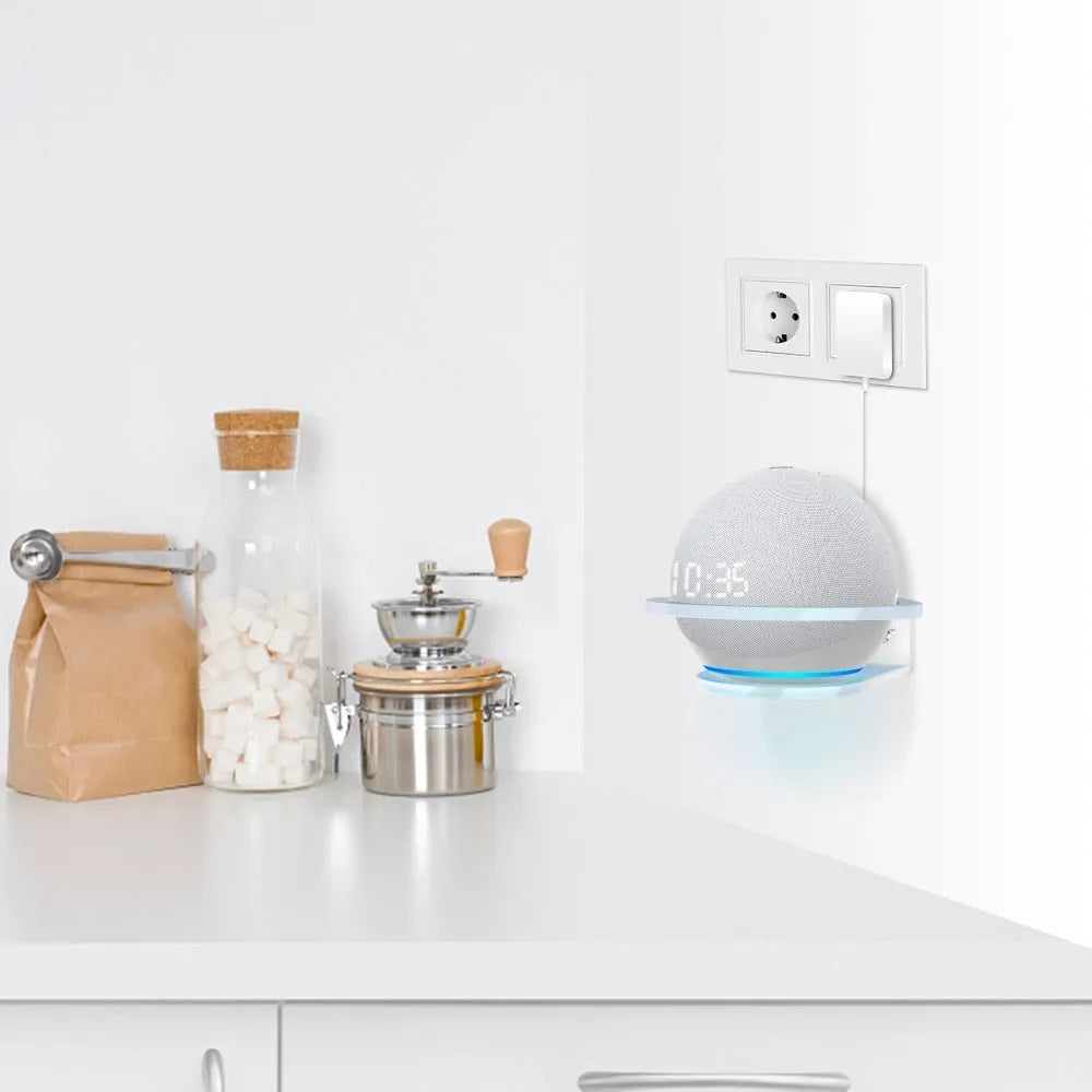 White plastic wall mounting bracket for Amazon Echo DOT 4 speaker