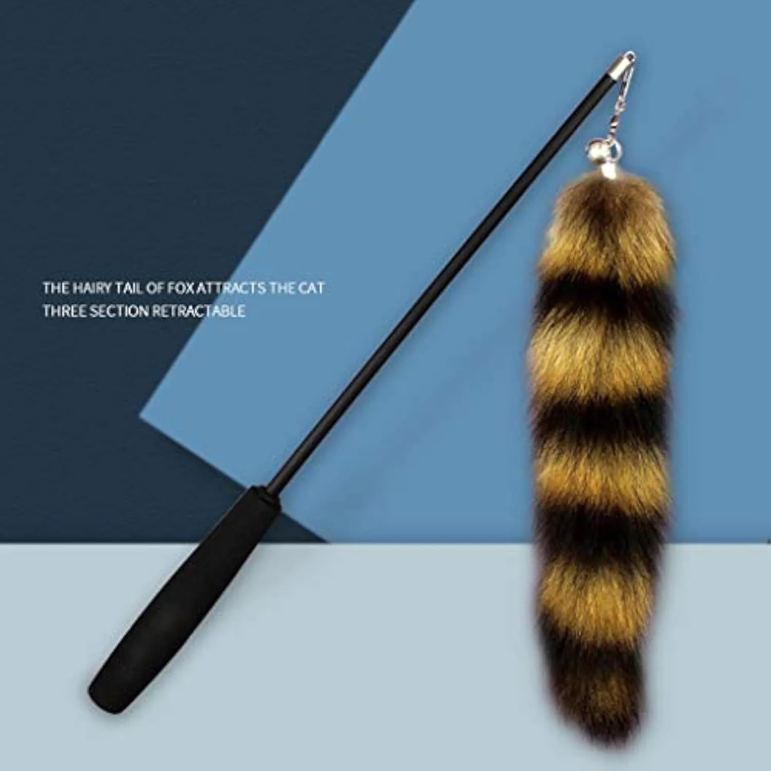 Black interactive cat wand teaser with 42cm elastic string for playing with kittens