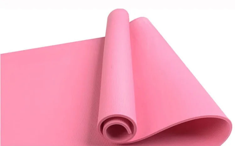Super soft EVA yoga mat in blue showing texture and thickness