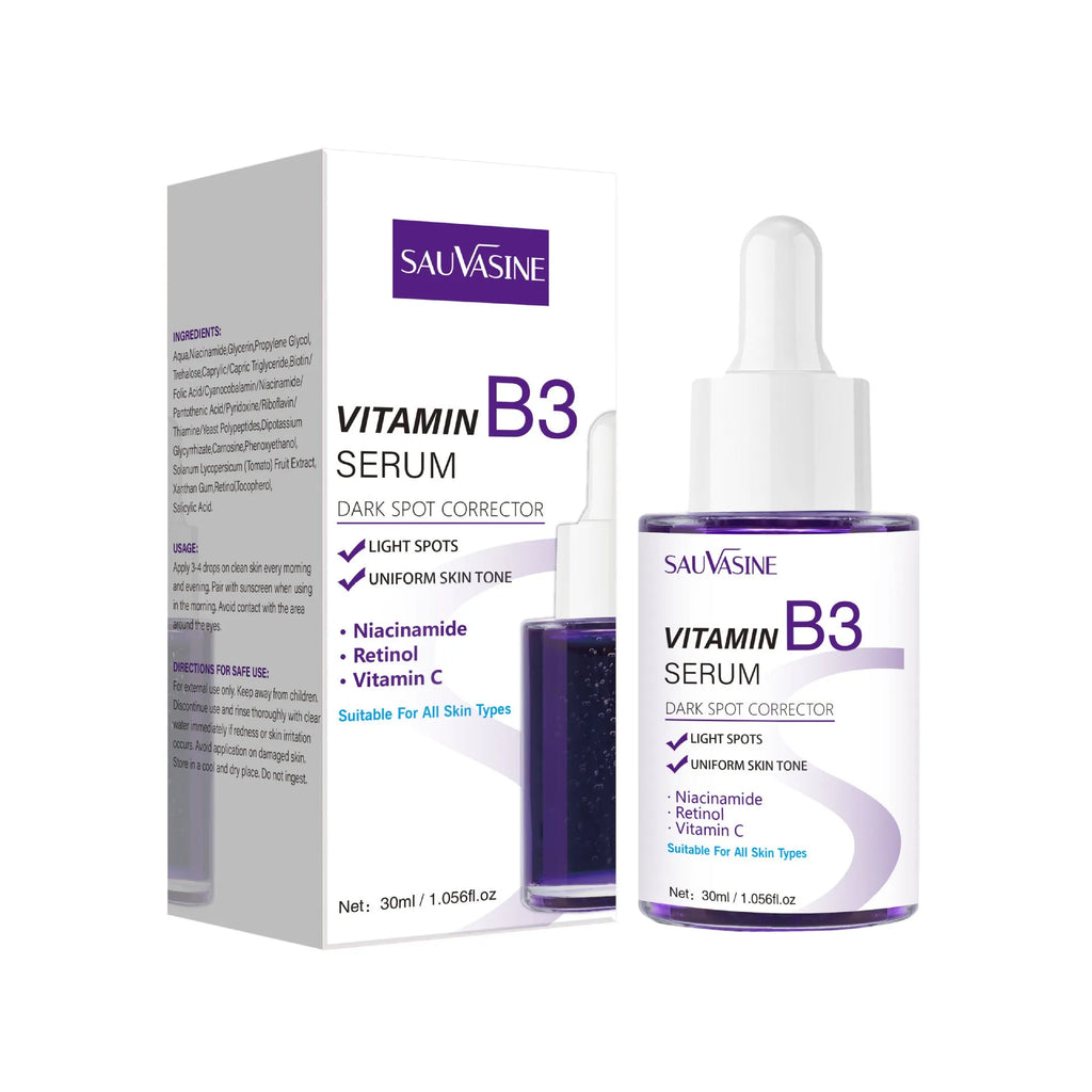 30ml Vitamin B3 niacinamide facial essence serum in glass bottle for skin nourishment and firming