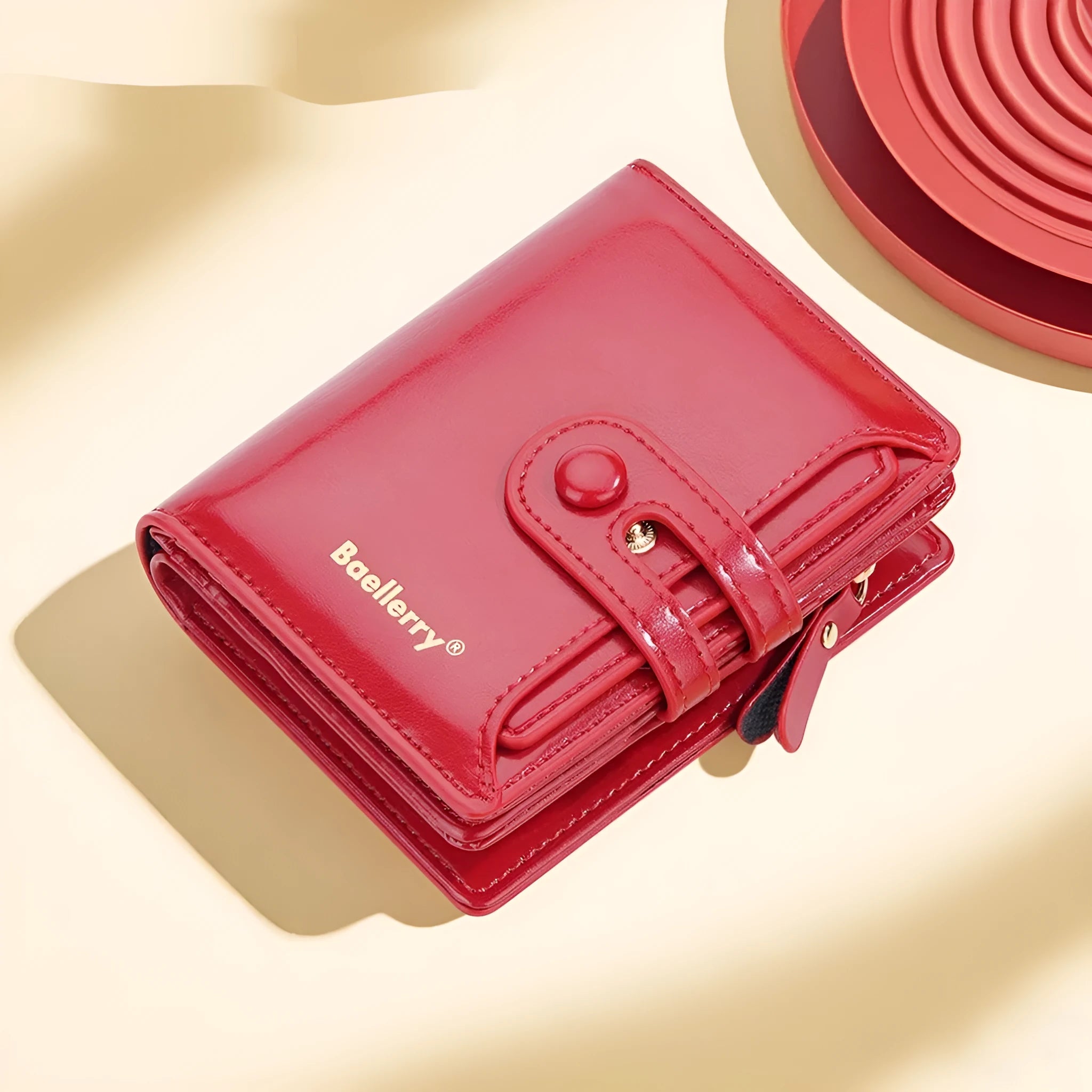 Women's PU leather card holder wallet shown in one of eight available colours.