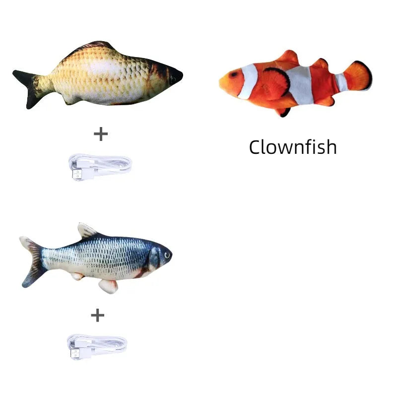 Electronic jumping fish simulation cat toy without catnip, 30cm multicolour PP material