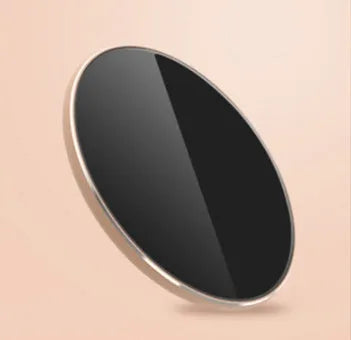 Ultra-thin aluminium alloy wireless charger in golden, red, rose gold, or silvery colours with Micro USB port