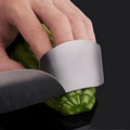 Stainless steel finger guard for kitchen use, shown in single and double-finger sizes.