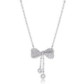 S925 sterling silver bow pendant clavicle necklace on 40-45cm O-ring chain