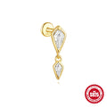 S925 sterling silver geometric kite earring with rhinestone chain tassel in gold colour.