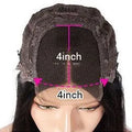 A woman wearing a long real human hair wig with a visible 4x4 lace front hairline.