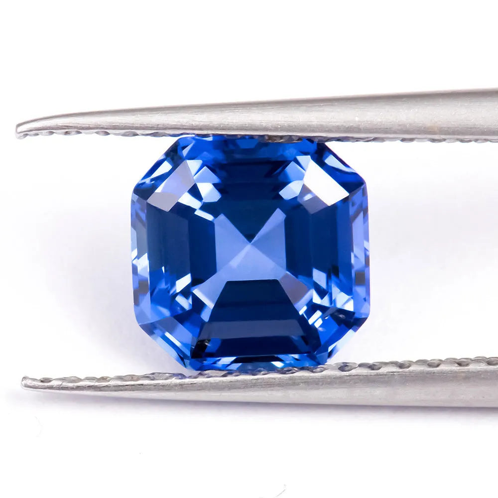 Royal blue synthetic gemstone showing heart, round, and pear cut shapes for jewellery making