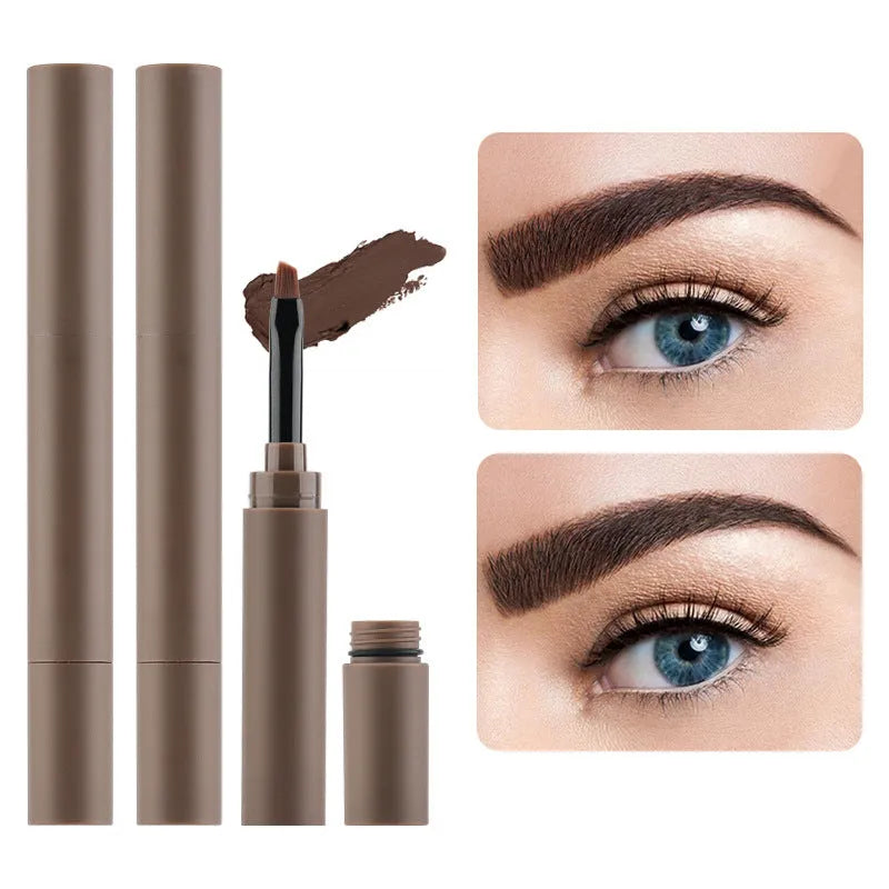 Double-headed eyebrow cream showing pencil and powder ends with five shade options displayed.