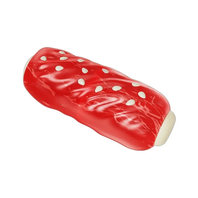 Primary colour plastic dog chew toy with toothbrush and molar rod textured design