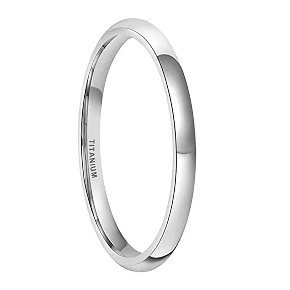 Titanium steel ring in silver colour showing 2mm, 4mm, 6mm, and 8mm width options