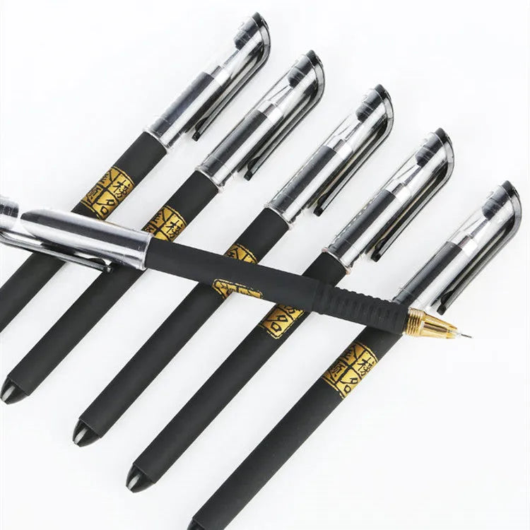 Set of 8 black gel pens with two tip styles: bullet tip and needle tip options