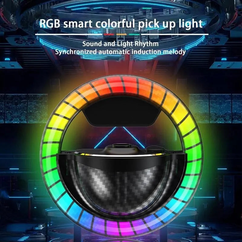 Compact black and pink LED aromatherapy rhythm lamp with USB-C cable and essential oils.