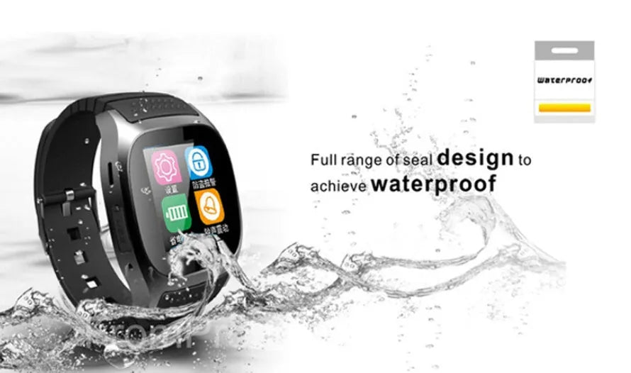 Smart Bluetooth sports watch in black, white, or blue colours compatible with iOS and Android devices