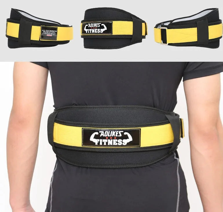 Nylon fitness weightlifting waistband in black, red or yellow colour options
