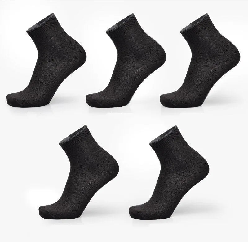 Men's bamboo fibre business socks with small square pattern in five colour options.