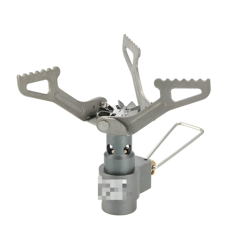 Portable gas camping stove with one-piece furnace structure for outdoor cooking