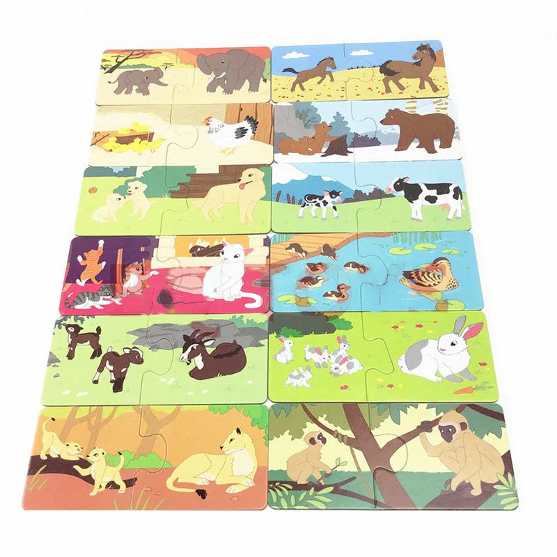 French educational puzzle toy with 12 pairs of picture-word matching cards for children
