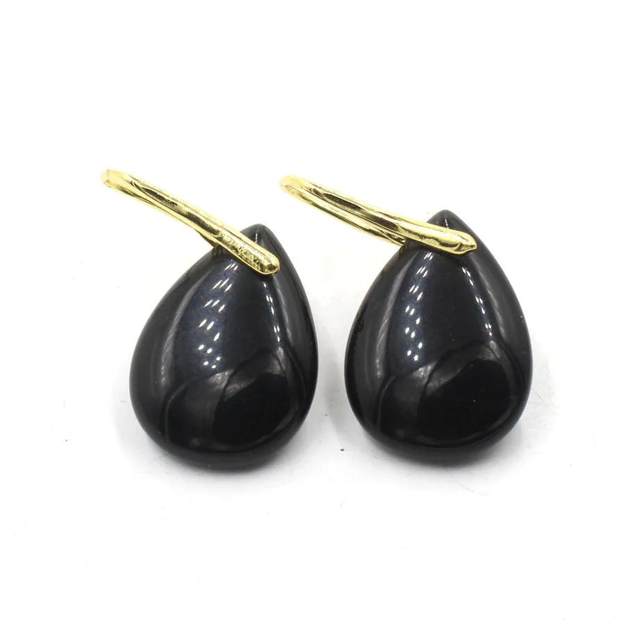 Geometric water drop crystal earrings with electroplated finish in multiple gemstone colours