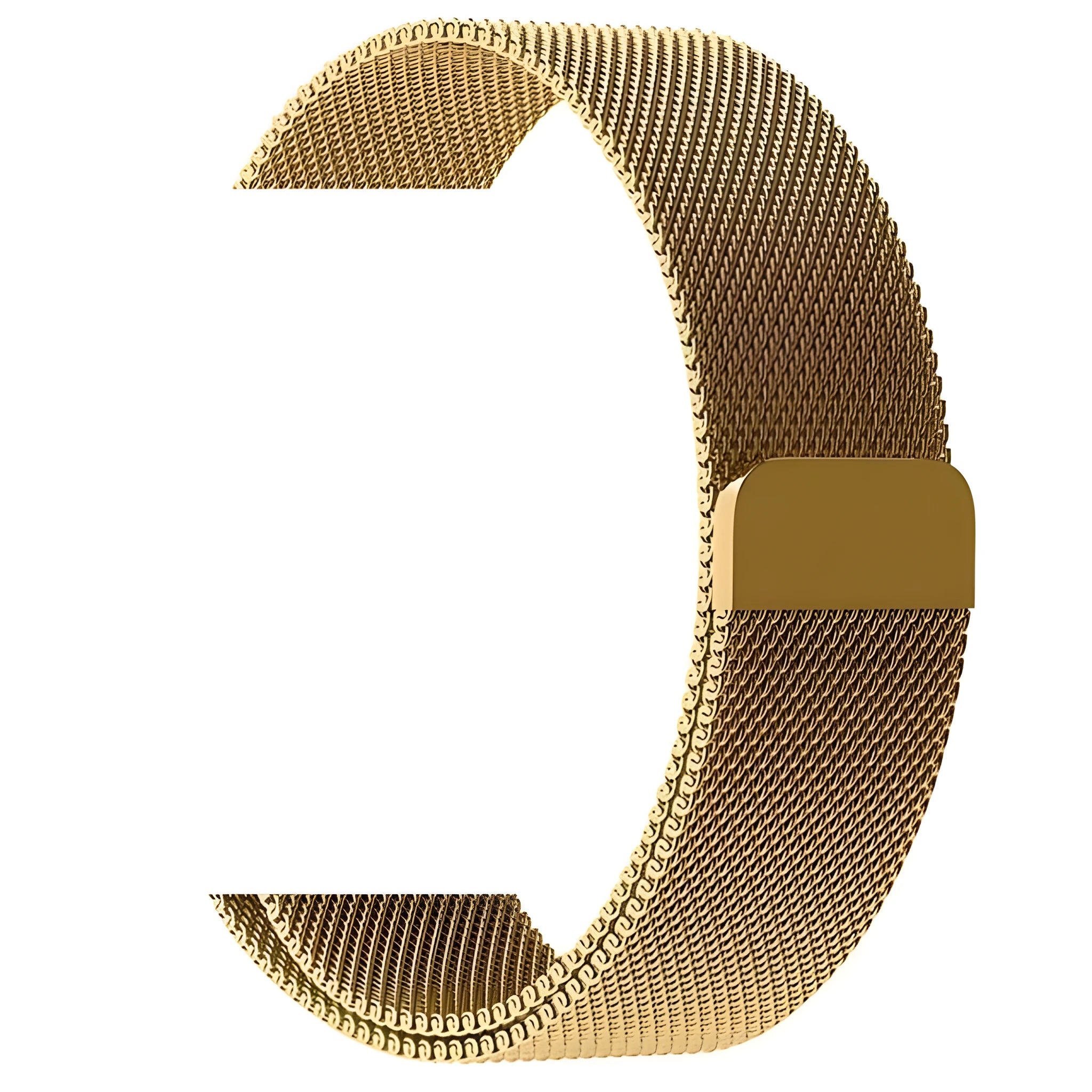 Stainless steel metal watch strap replacement band in silver, black, gold, and rose gold colours.