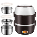 White multi-function electric lunch box with USB cable and two-layer or three-layer design options