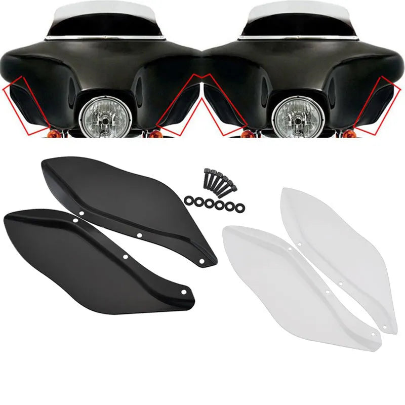 Harley-Davidson motorcycle side wing head covers in black and transparent options for FLHR FLHT FLHX models