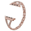 Stainless steel Apple Watch strap with diamond studs in gold metal finish