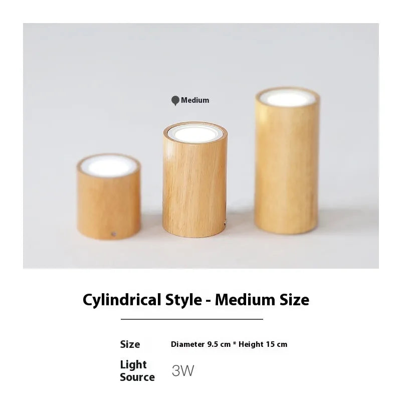 Solid wood surface mounted downlight in wood colour with square or round design options