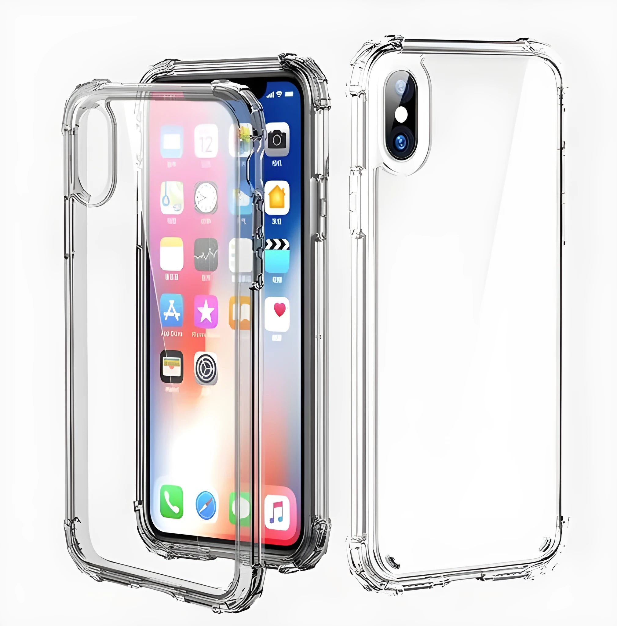 Transparent TPU back cover case for iPhone models on a table