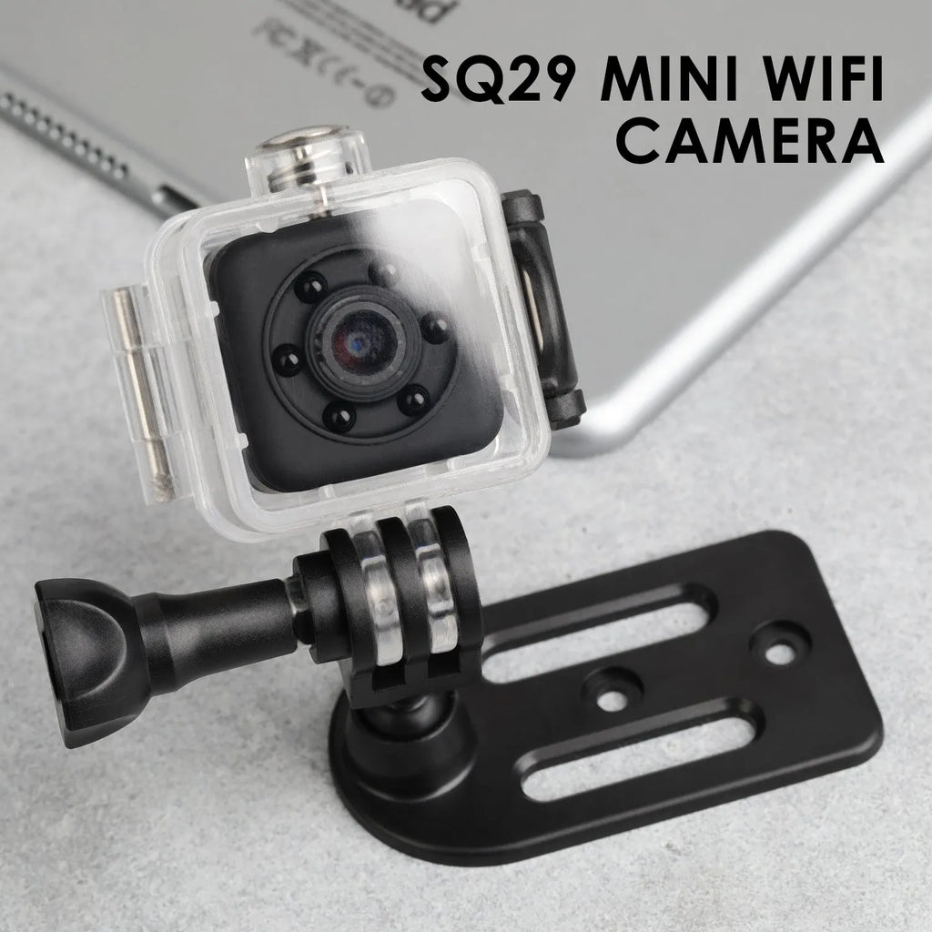 Black waterproof sports camera with MicroUSB port and TF card slot
