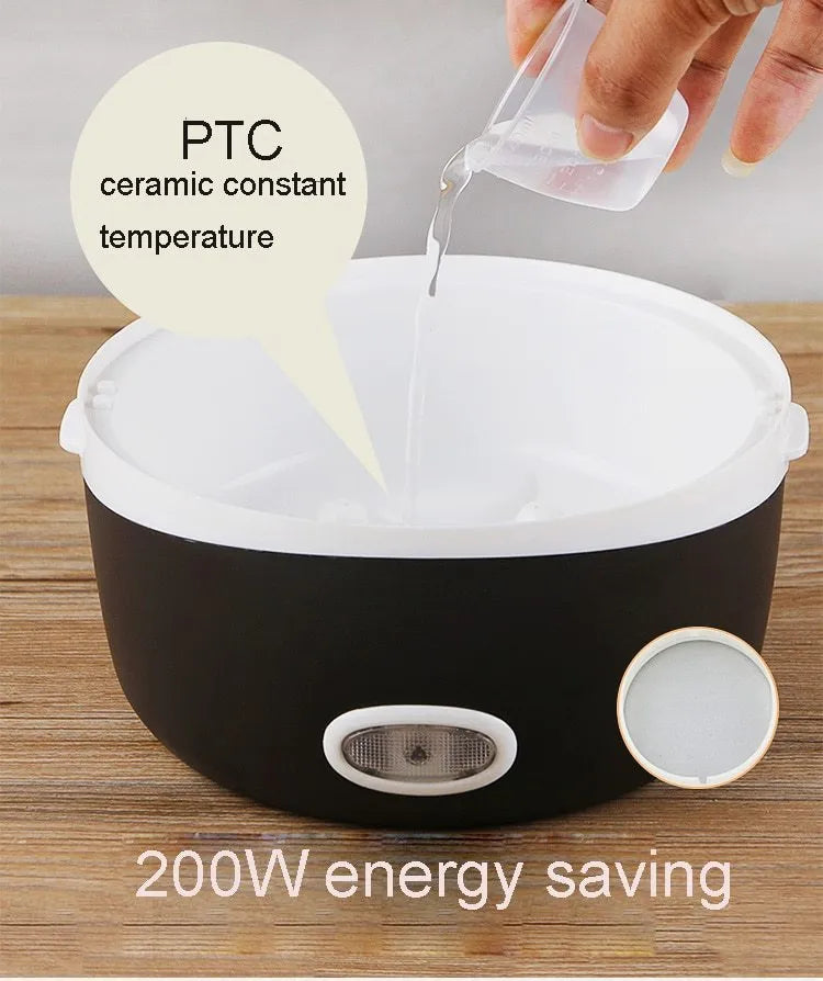 White multi-function electric lunch box with USB cable and two-layer or three-layer design options