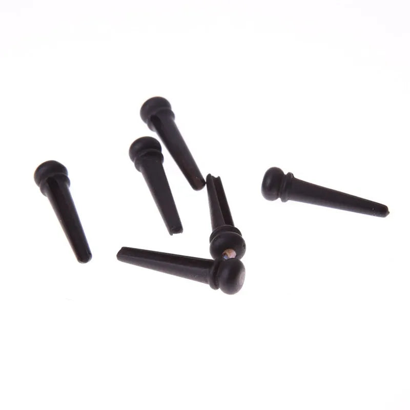 Six ebony guitar string nails with 5.3mm bayonet diameter for folk acoustic guitars