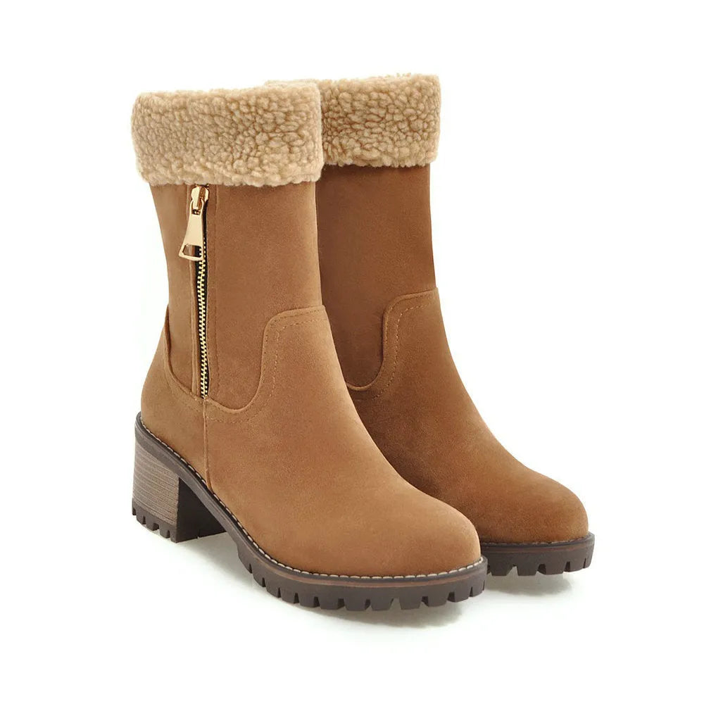 Men's waterproof snow boots with lace-up front and fleece lining in black, grey, green or orange colours