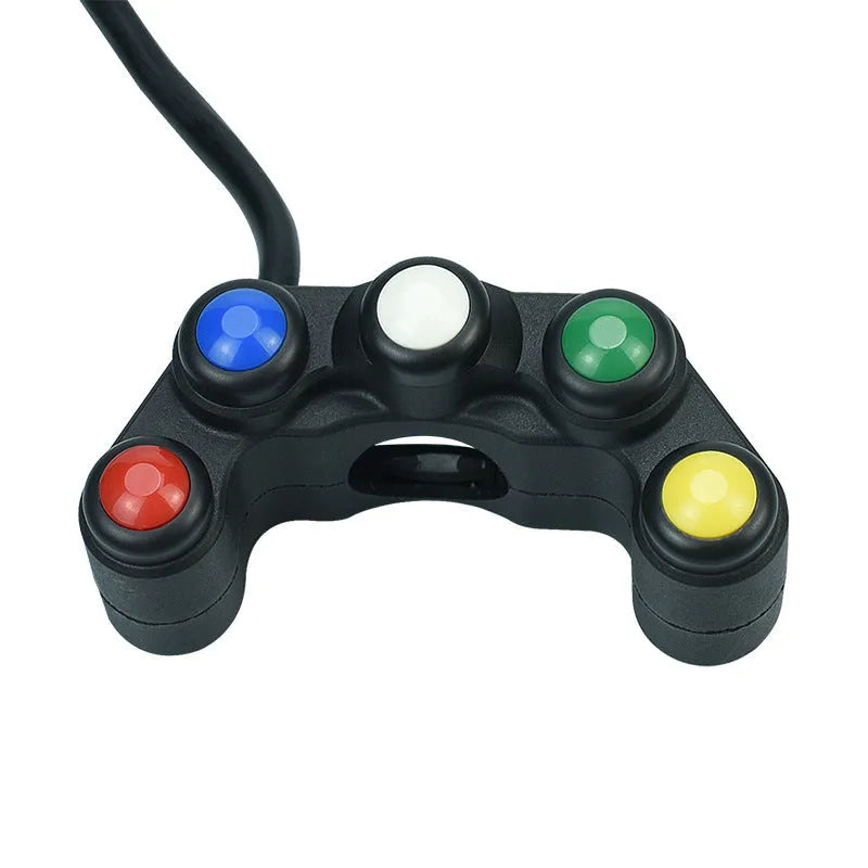 Five-colour rotary automotive switch with key lock for motorcycle and car accessory control.