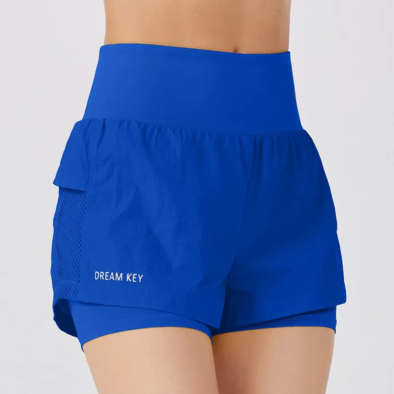 Women's cotton blend quick-dry sports shorts in loose fit showing colour options