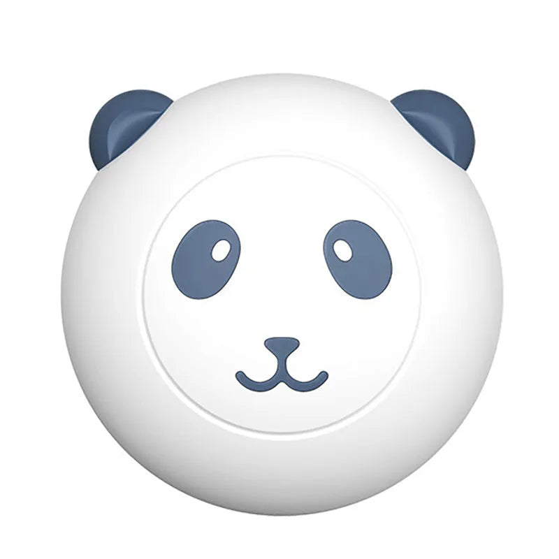 Panda-shaped silicone pet bath brush with soft bristles for cleaning cats and dogs.