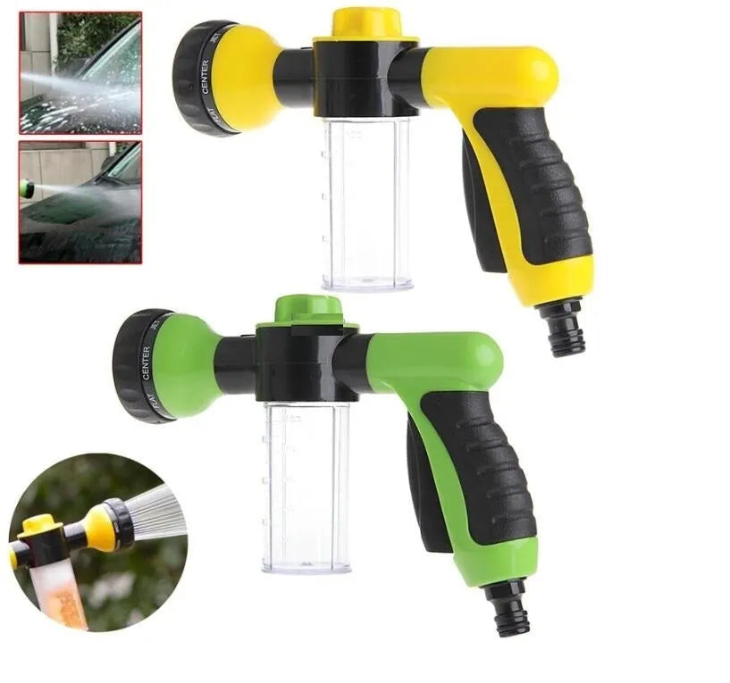High pressure foam spray gun with adjustable nozzle in green, yellow or black colours