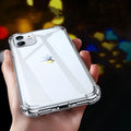 Transparent white shockproof TPU silicone case for iPhone showing front and back views