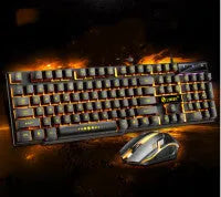 Limei GTX300 black gaming keyboard and mouse set with backlit keys on desktop