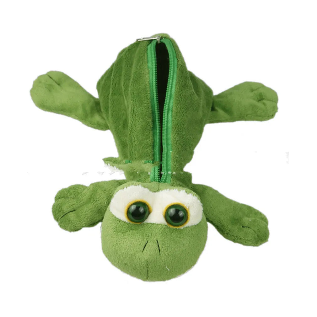 Plush Korean cartoon animal pencil case for children with soft fabric and animal designs