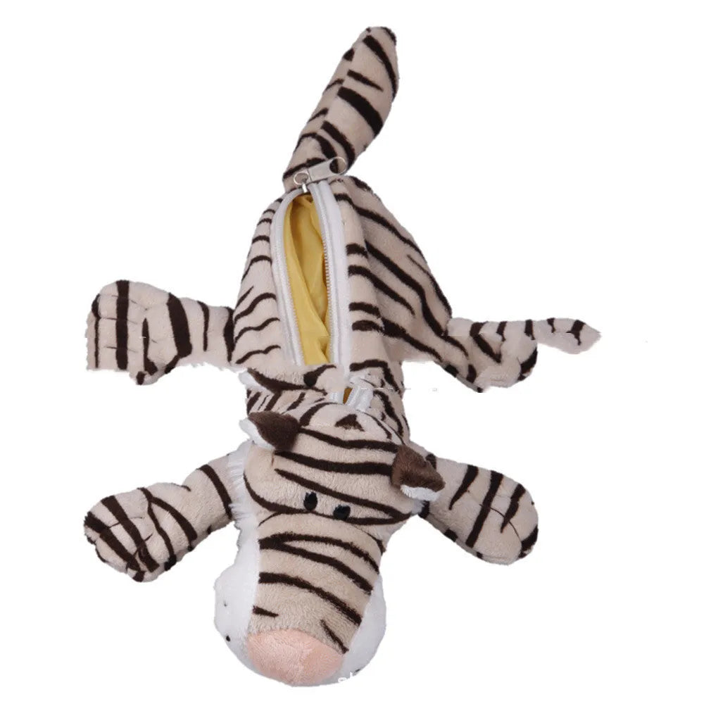 Plush Korean cartoon animal pencil case for children with soft fabric and animal designs